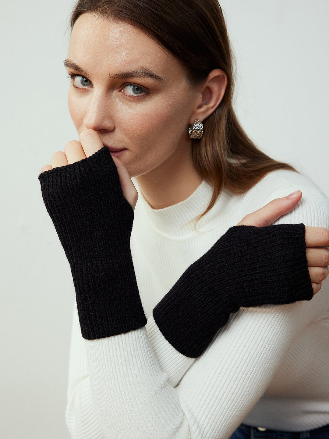 Gants en tricot à demi-doigts