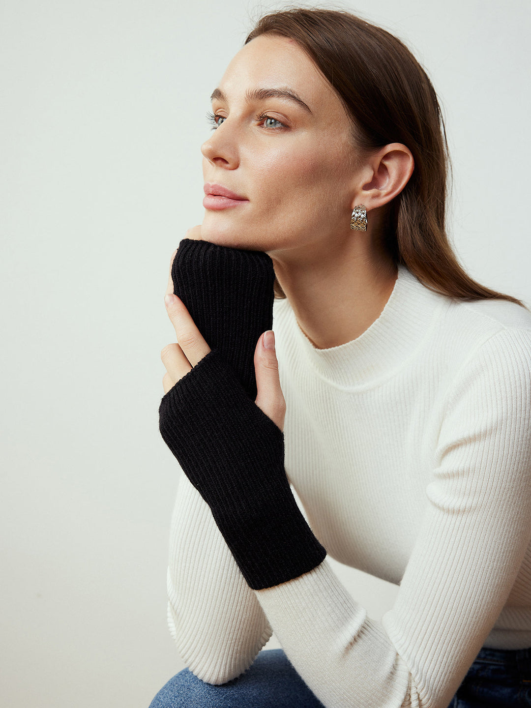 Gants en tricot à demi-doigts