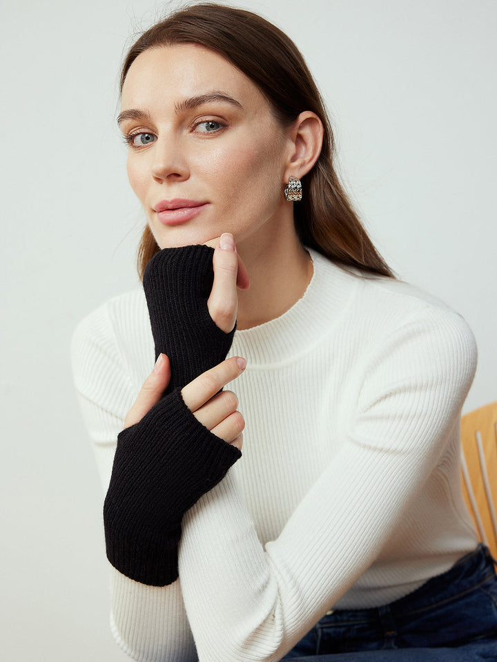 Gants en tricot à demi-doigts