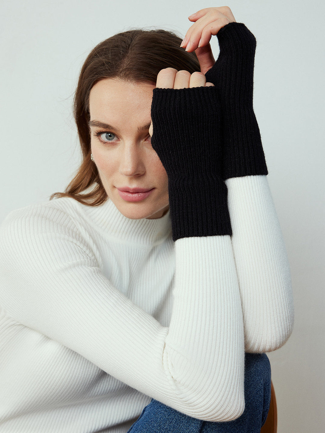 Gants en tricot à demi-doigts