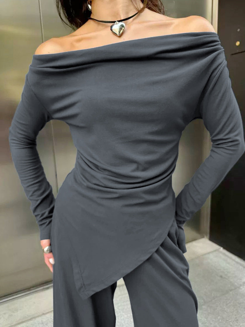 Ensemble Pantalon Jambe Asymétrique Ruché en Jersey