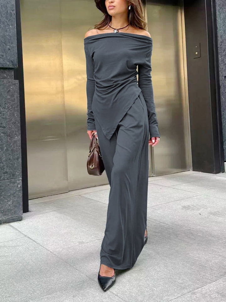 Ensemble Pantalon Jambe Asymétrique Ruché en Jersey