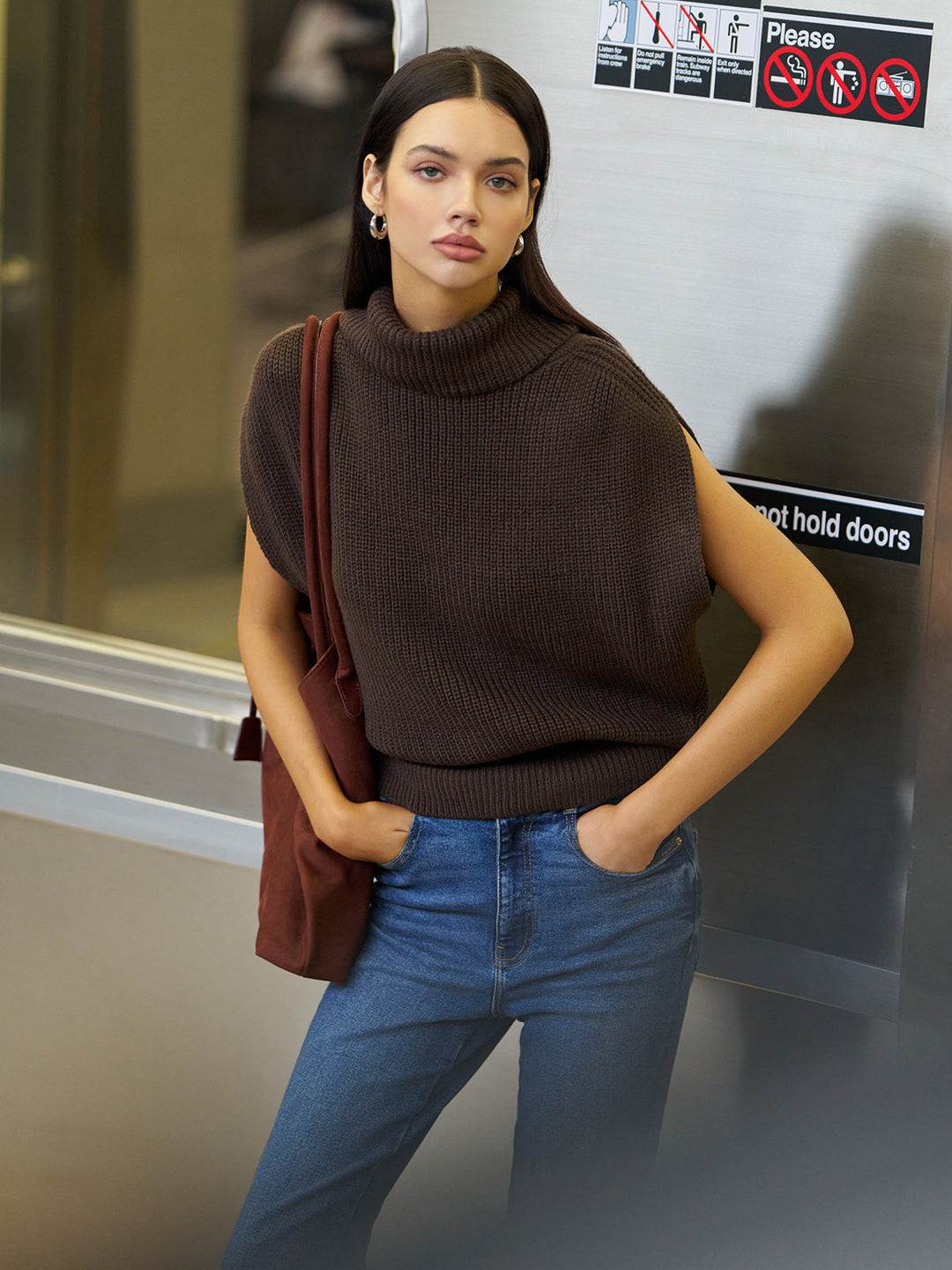 Gilet Sans Manches à Col Roulé