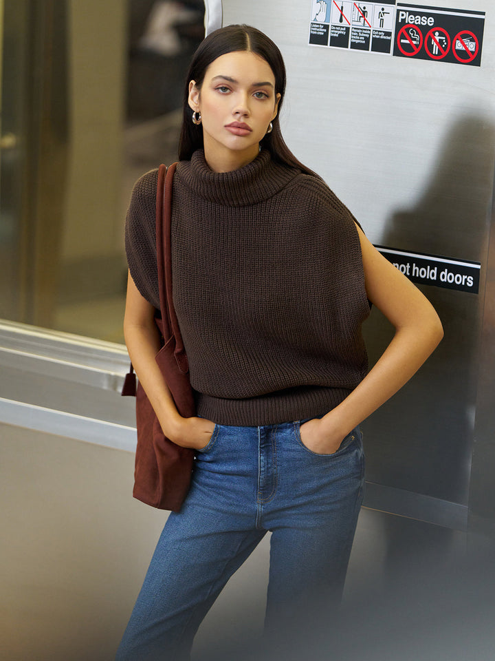 Gilet Sans Manches à Col Roulé