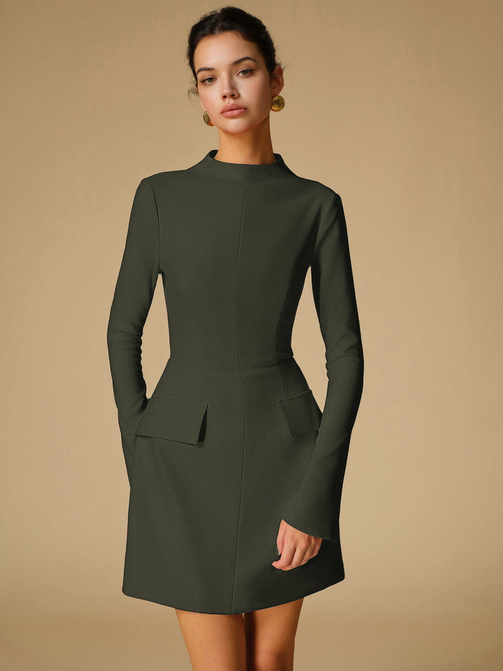 Robe Col Montant Minimaliste Lisse