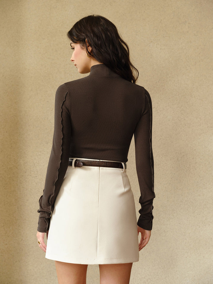 Haut Ajusté Asymétrique à Bordure Feuille