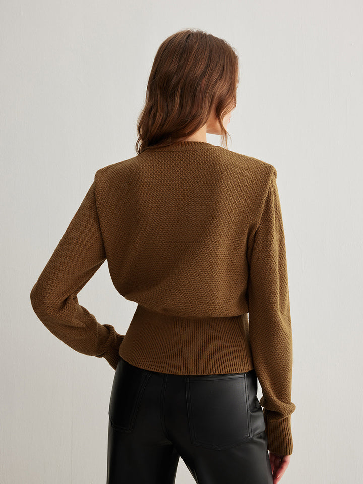 Cardigan Boutonné Vintage en Mélange Laine