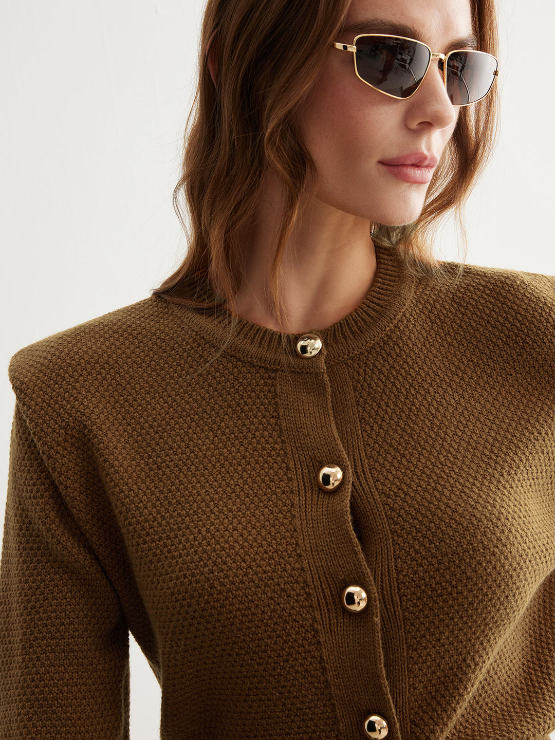 Cardigan Boutonné Vintage en Mélange Laine