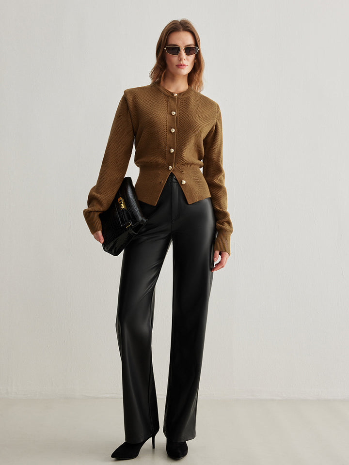 Cardigan Boutonné Vintage en Mélange Laine