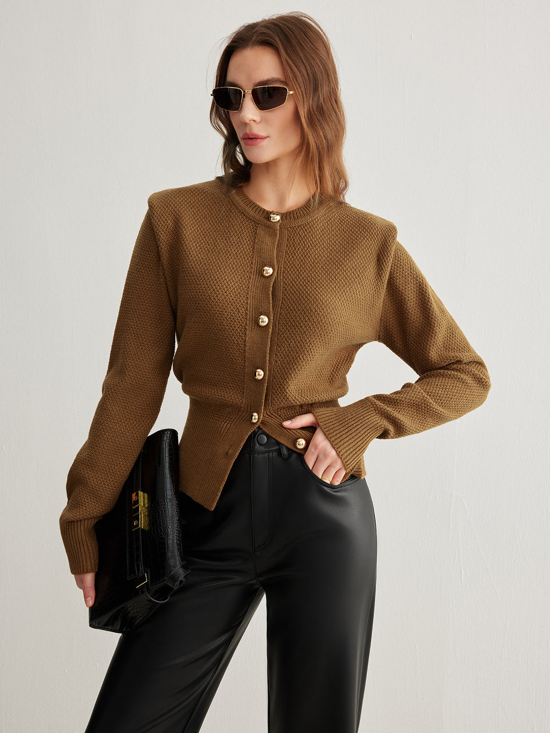 Cardigan Boutonné Vintage en Mélange Laine