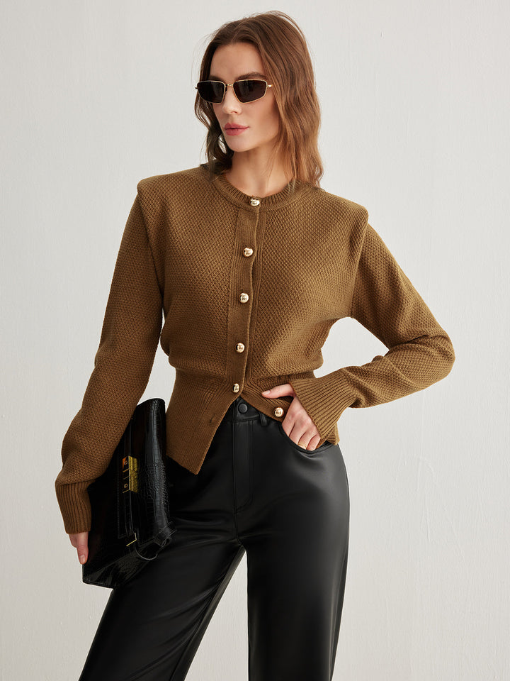 Cardigan Boutonné Vintage en Mélange Laine