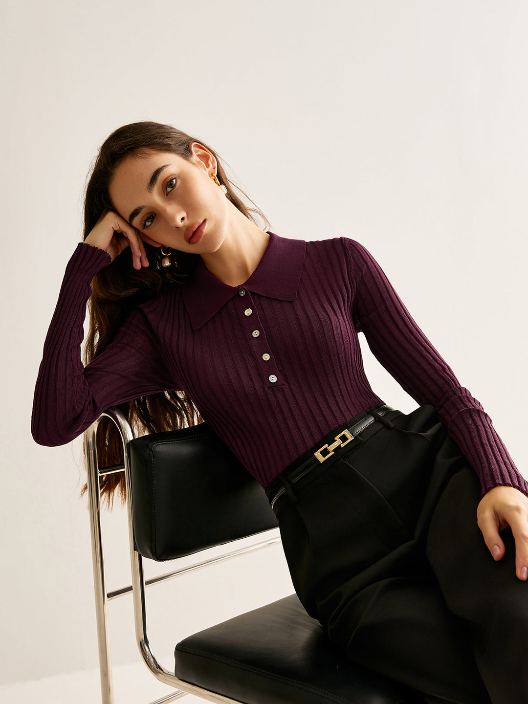 Haut en tricot à revers extensible