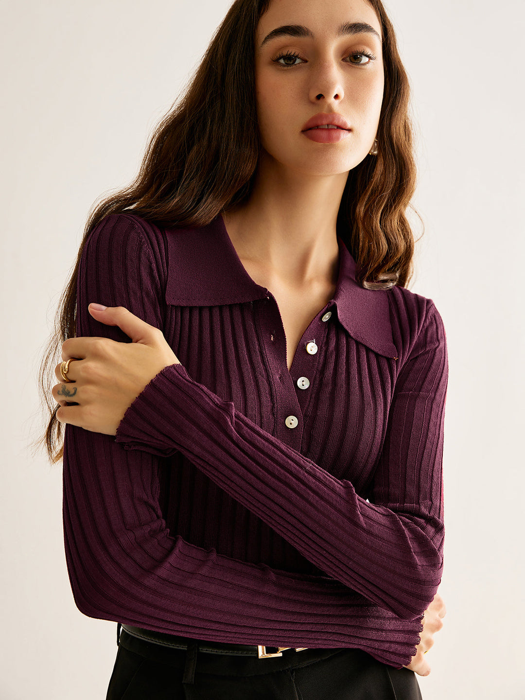 Haut en tricot à revers extensible