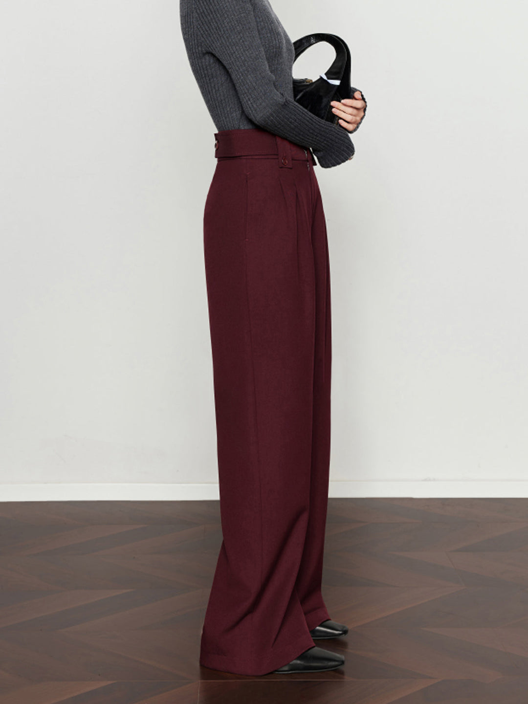 Pantalons Vintage Jambe Large Plissés