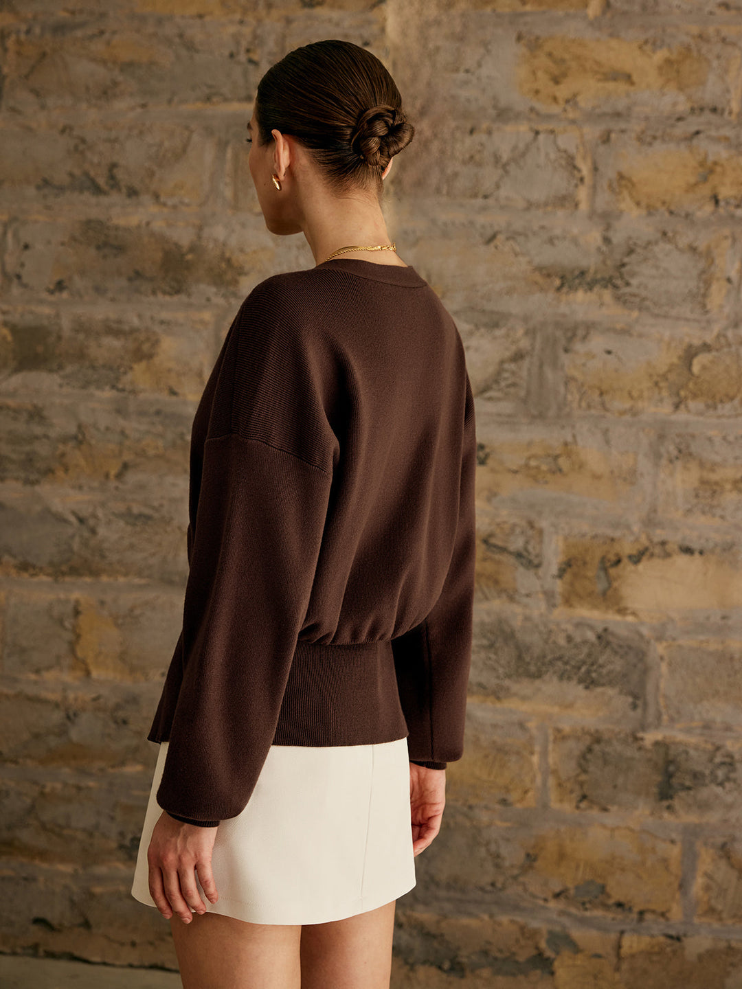 Cardigan uni à boutons dorés
