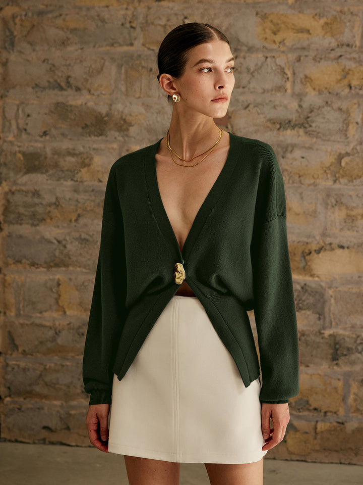 Cardigan uni à boutons dorés