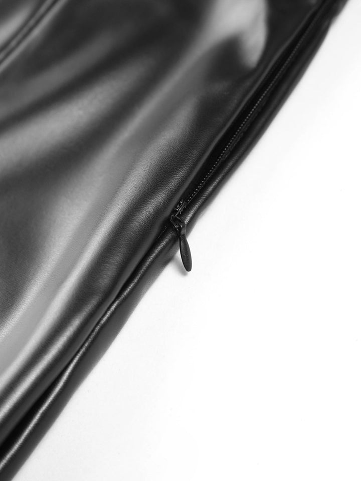 Pantalon Évasé Zippé en Similicuir