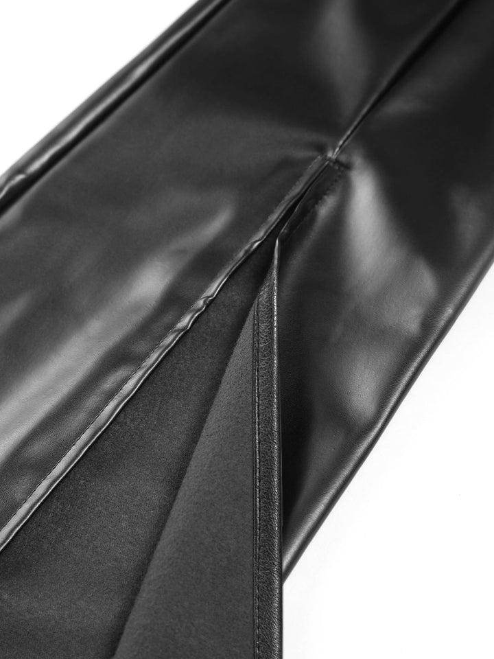 Pantalon Évasé Zippé en Similicuir