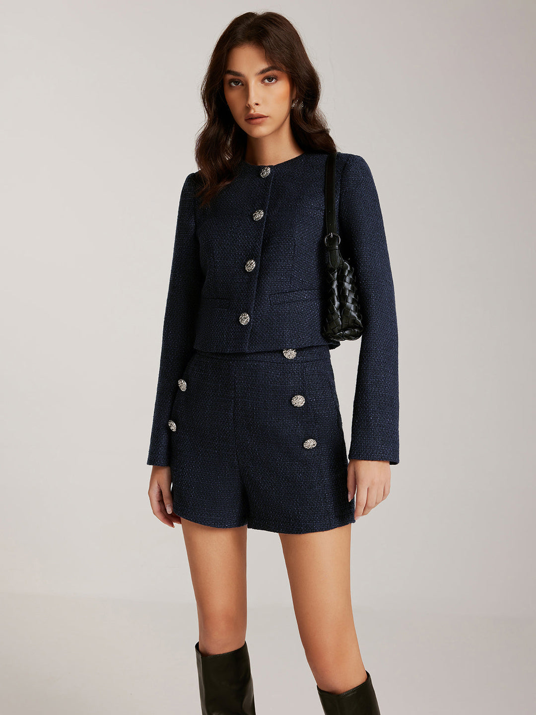Shorts Tweed Boutonnée