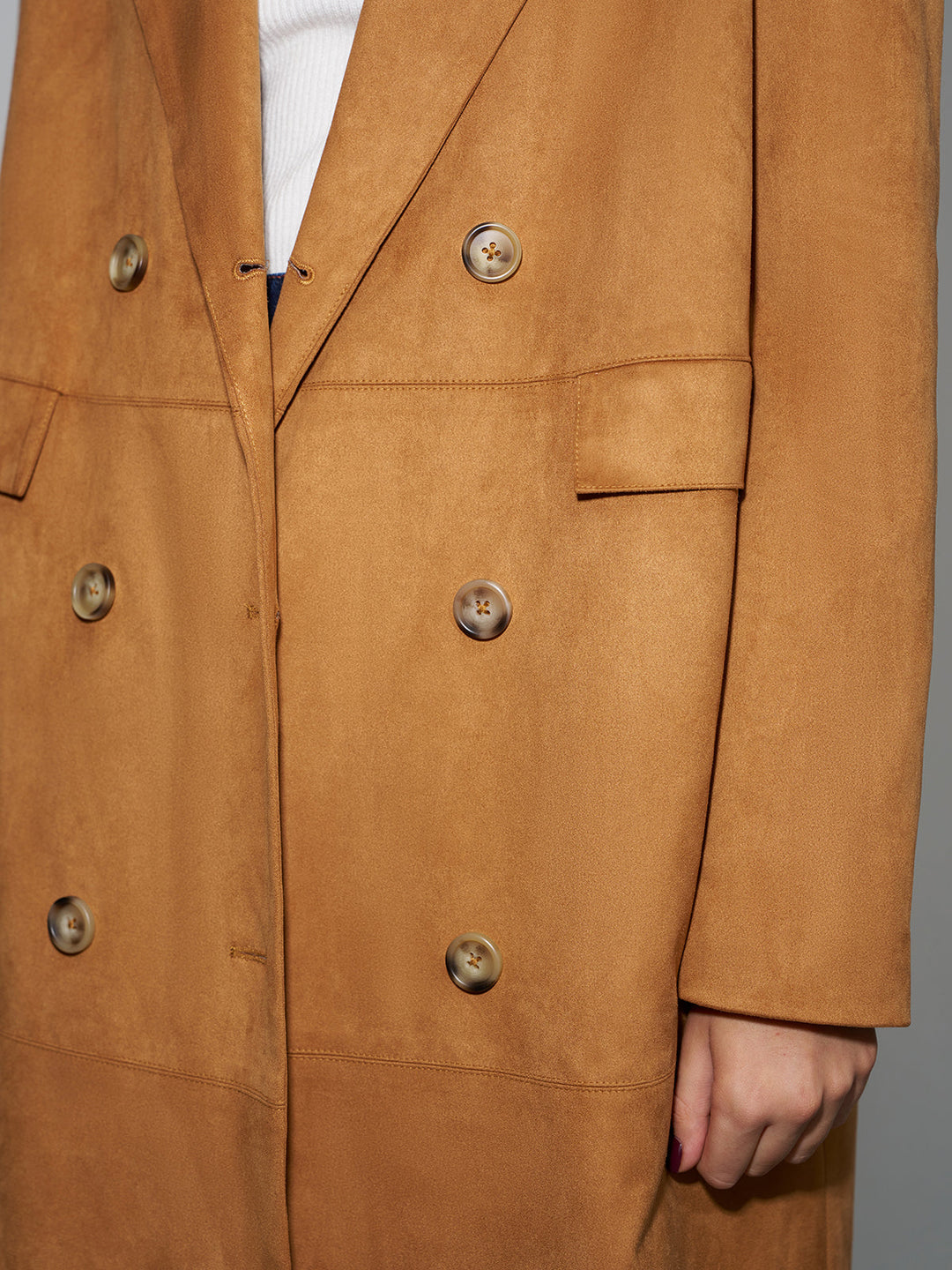Blazer Long Bouton Suède