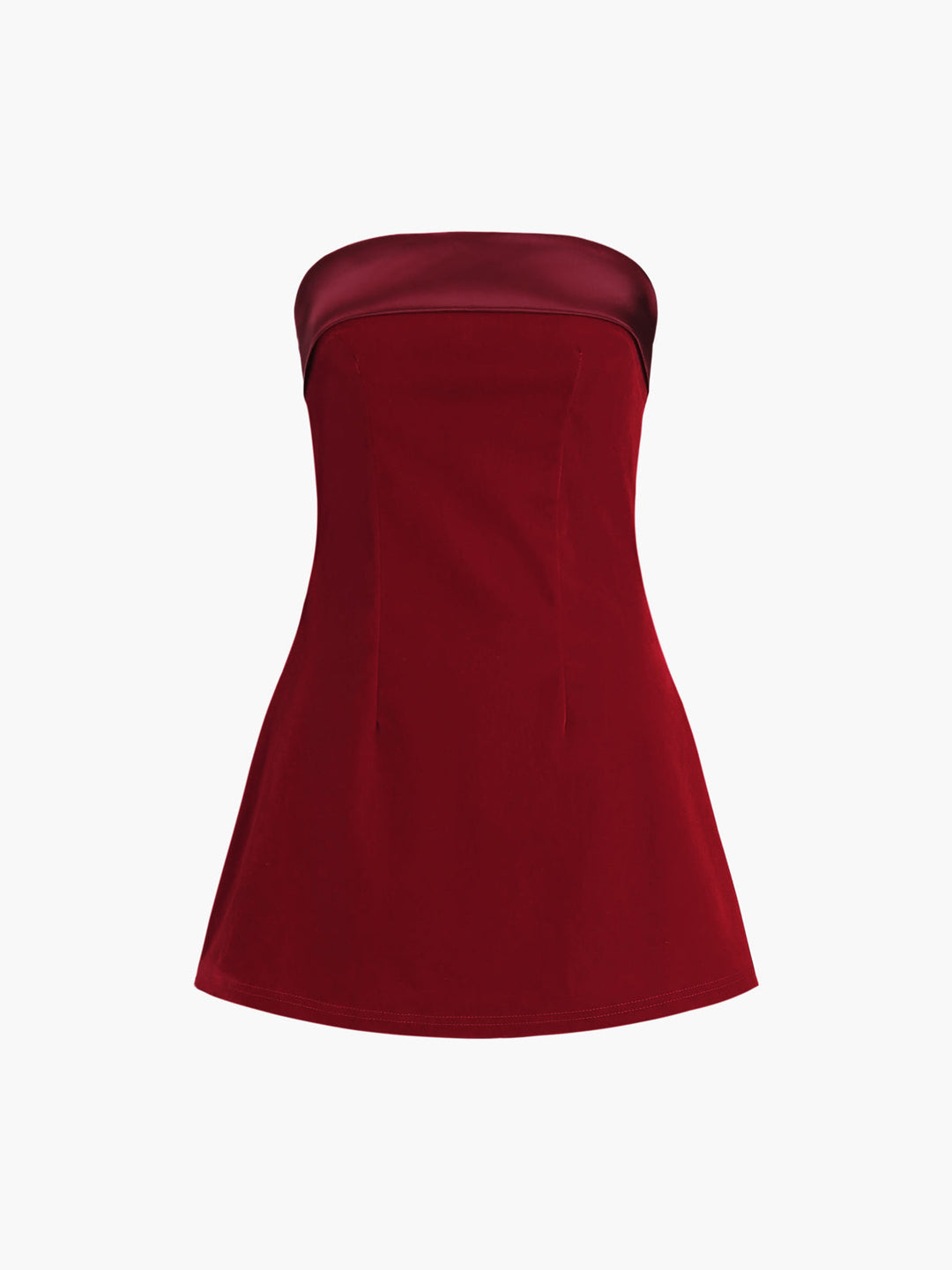 Robe Courte Sans Bretelles en Velours Satiné