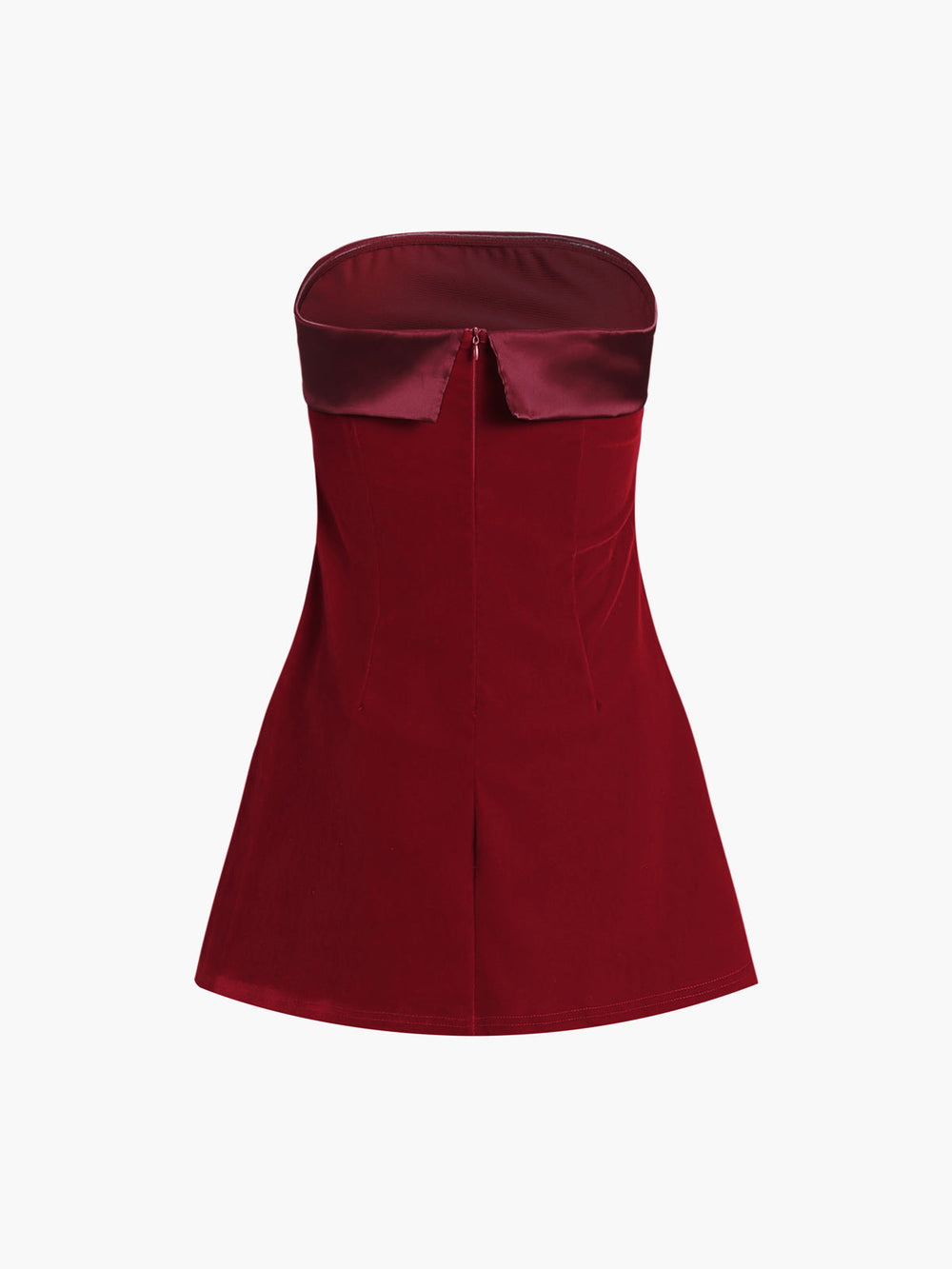 Robe Courte Sans Bretelles en Velours Satiné