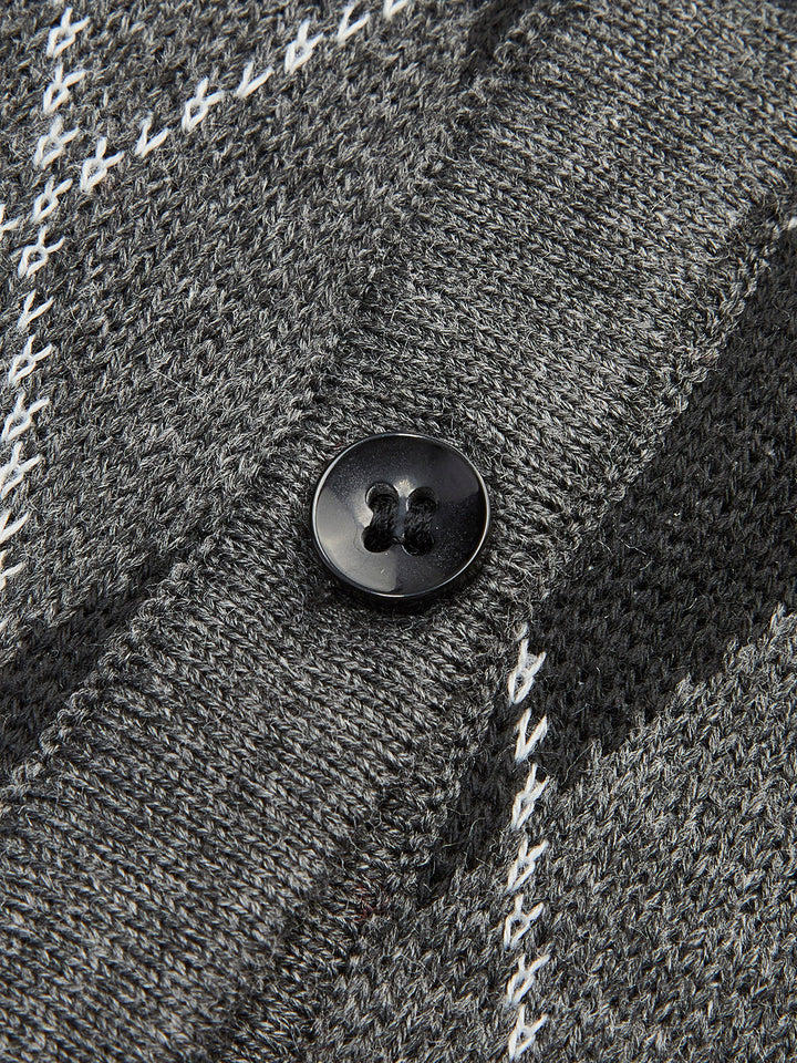 Cardigan Bouton Ceinture à Motif Rhombique