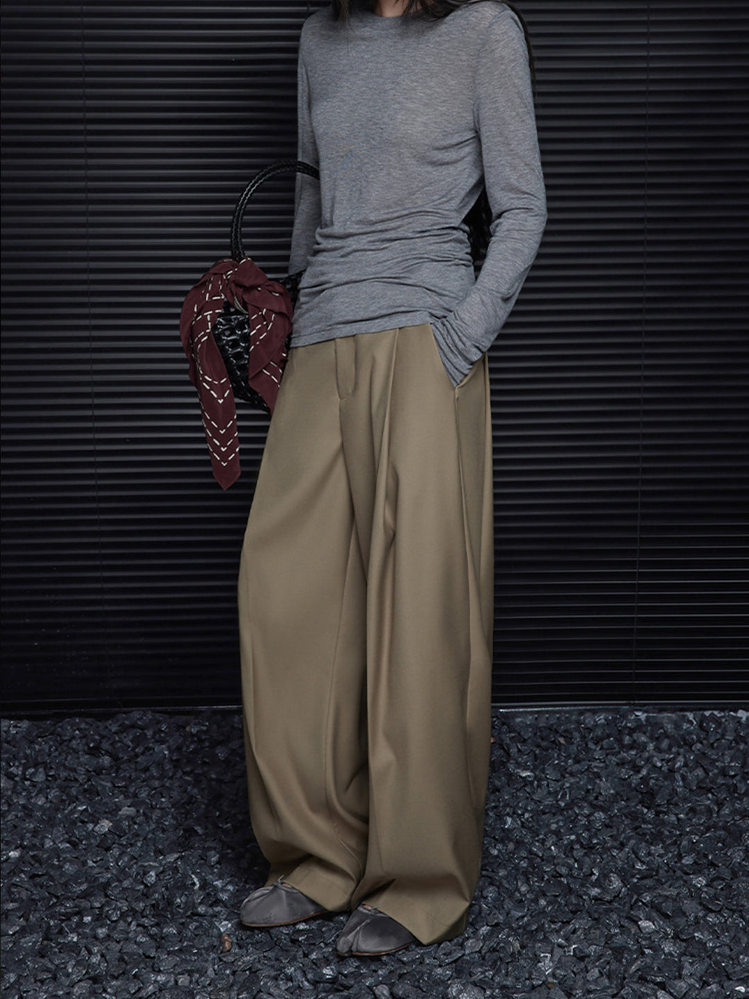 Pantalons Amples Plissés Sans Ceinture