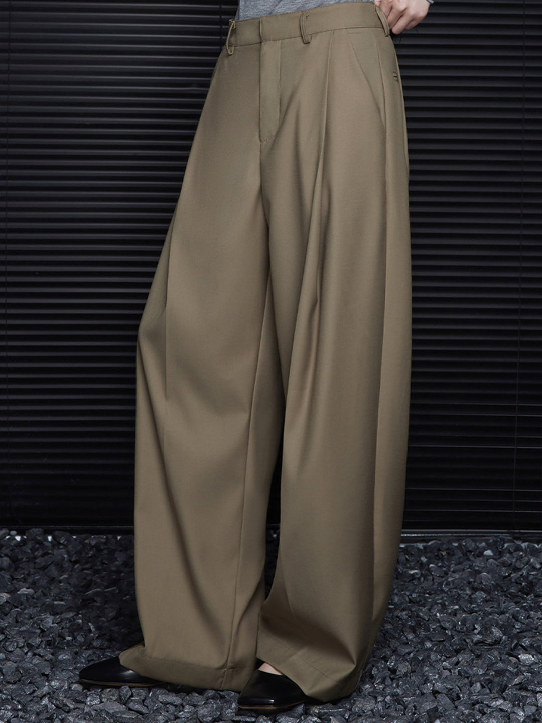 Pantalons Amples Plissés Sans Ceinture