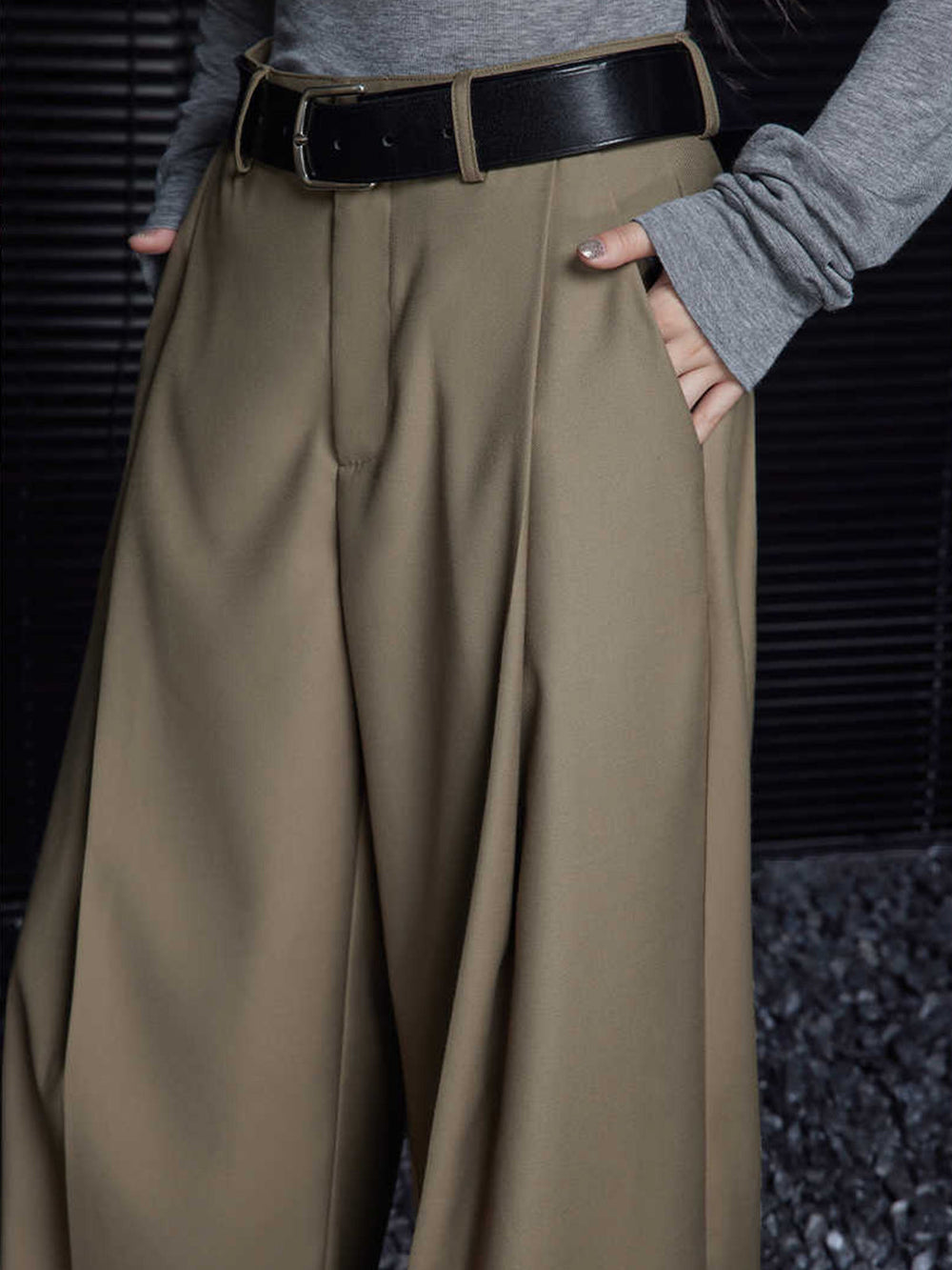 Pantalons Amples Plissés Sans Ceinture