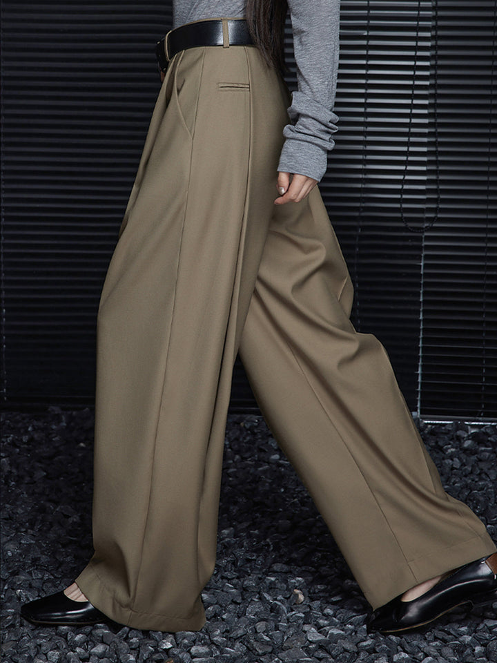 Pantalons Amples Plissés Sans Ceinture