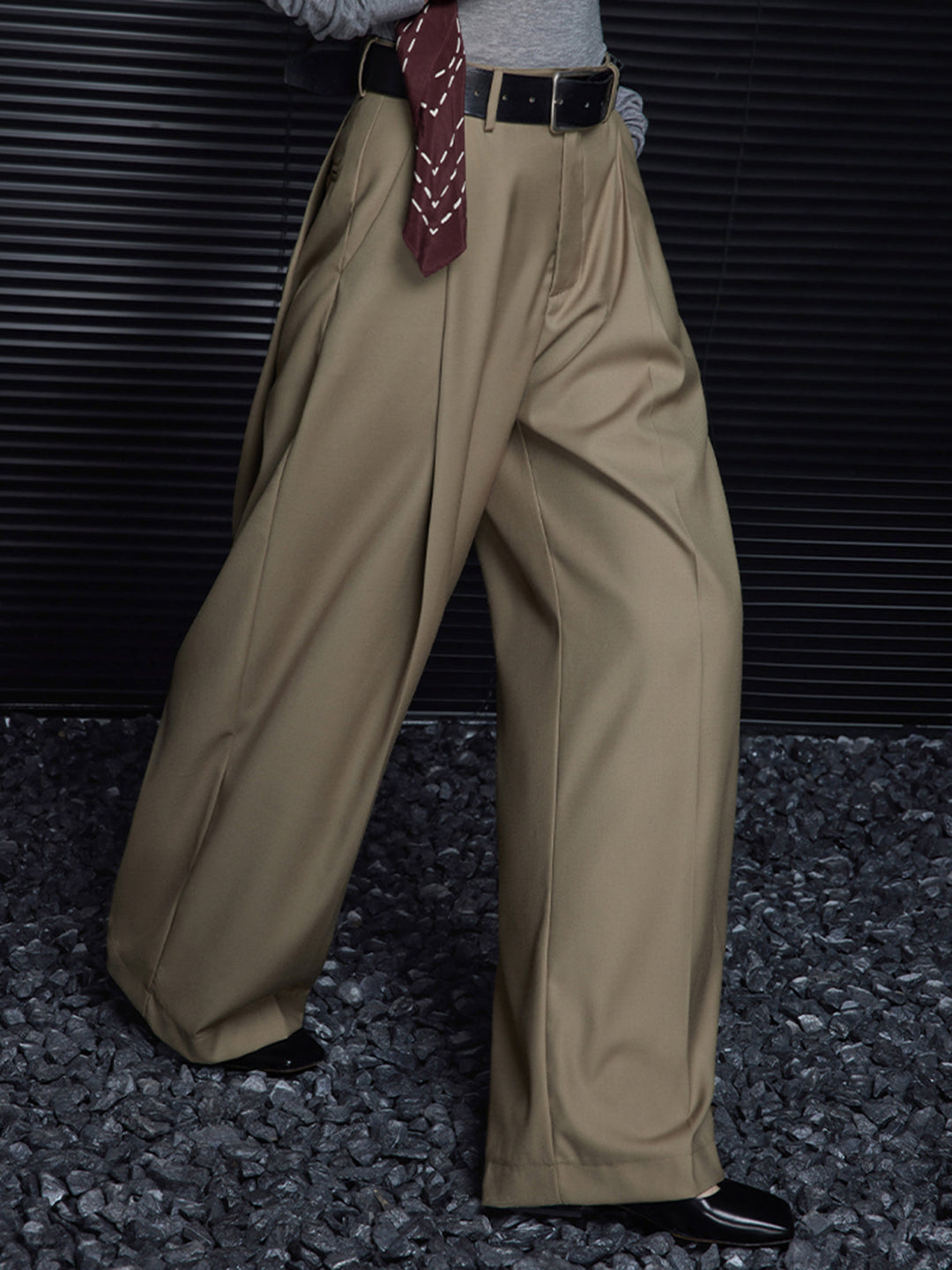 Pantalons Amples Plissés Sans Ceinture
