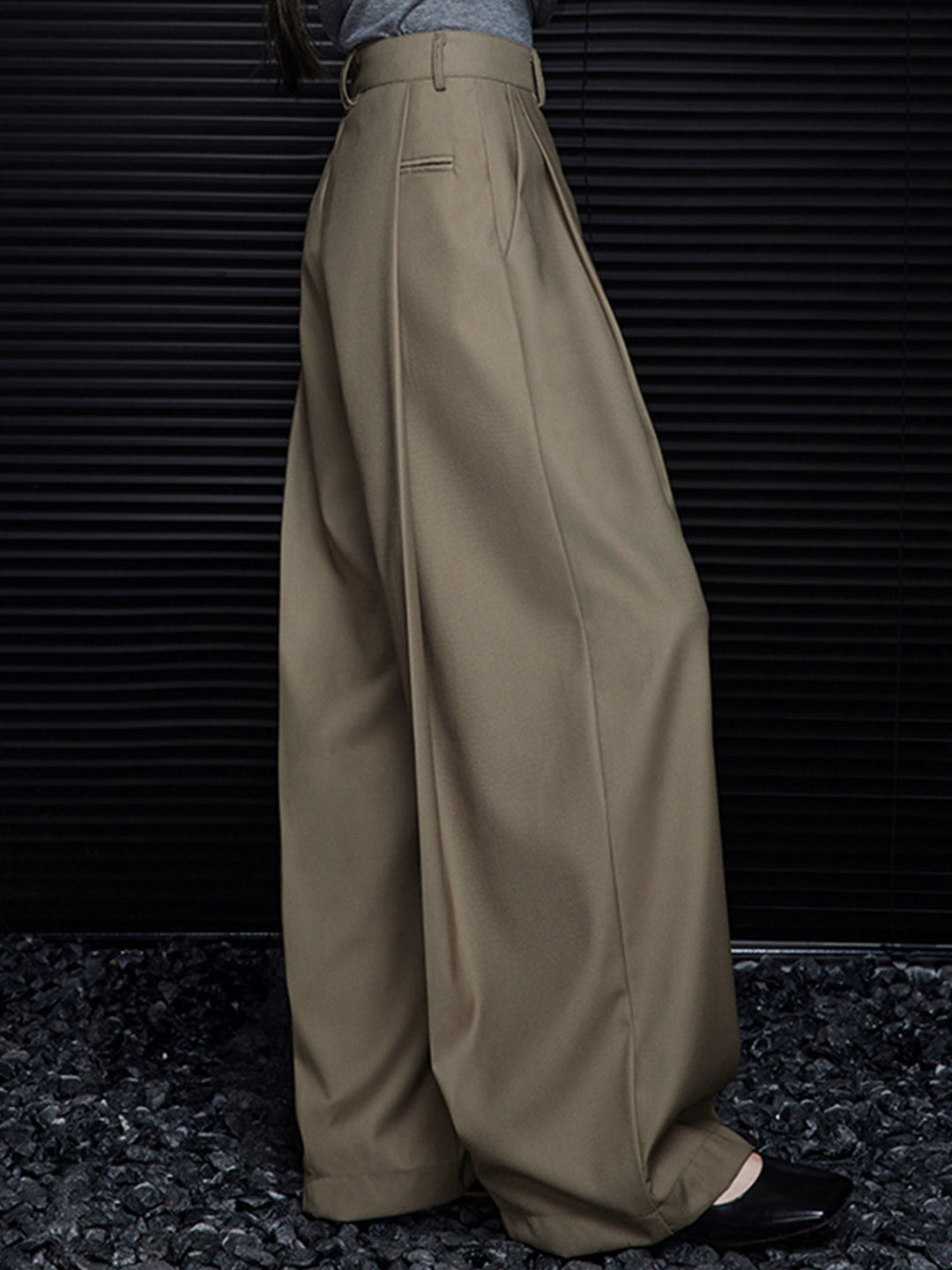 Pantalons Amples Plissés Sans Ceinture