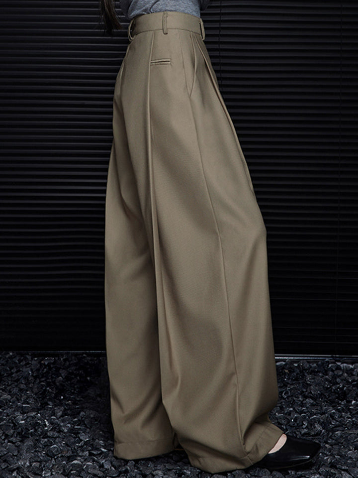 Pantalons Amples Plissés Sans Ceinture