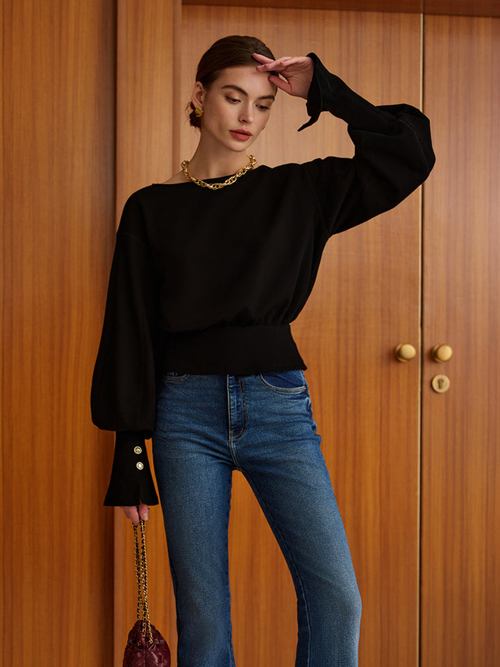 Sweatshirt à Manches Chauve-Souris Resserré