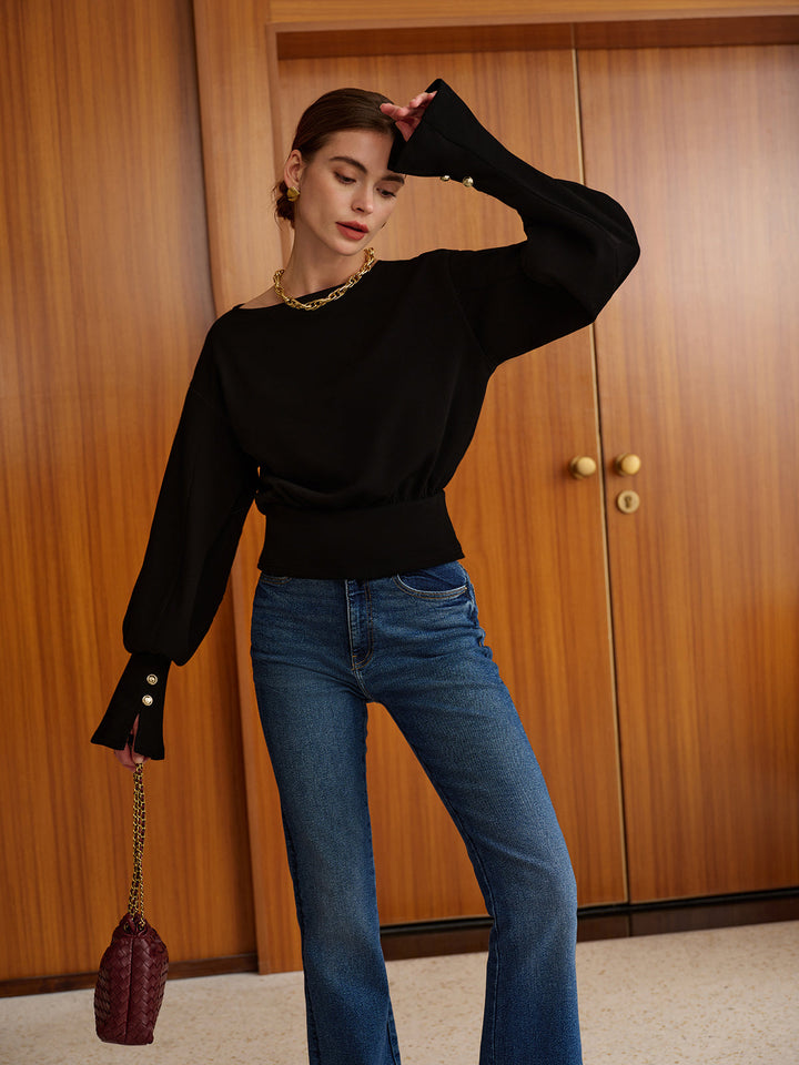 Sweatshirt à Manches Chauve-Souris Resserré