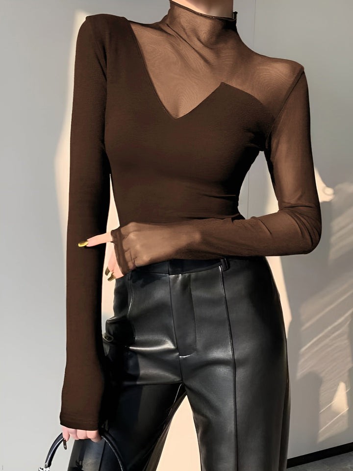 T-Shirt en maille sheer asymétrique