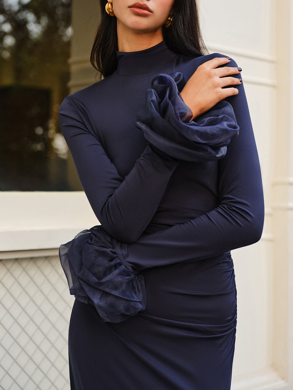 Robe Longue Élégante en Jersey avec Bas Fendu