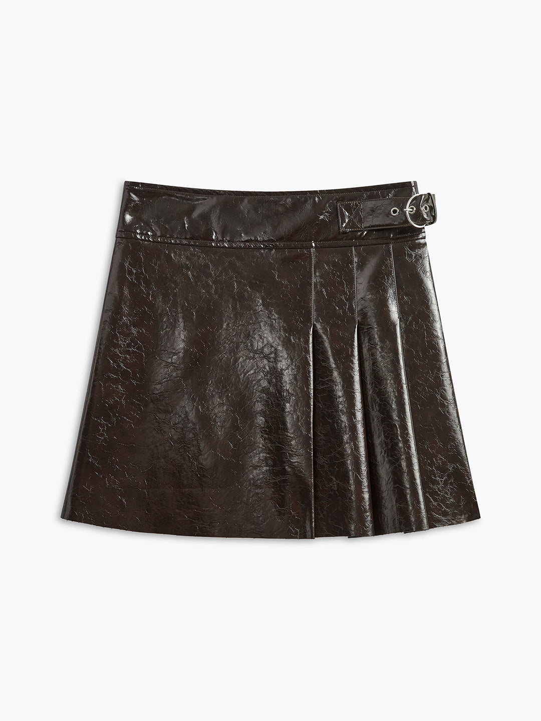 Jupe texturée en similicuir avec ceinture