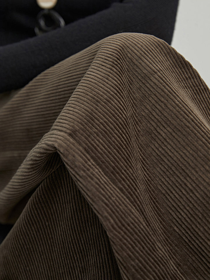 Pantalons Drape Côtelés Taille Haute