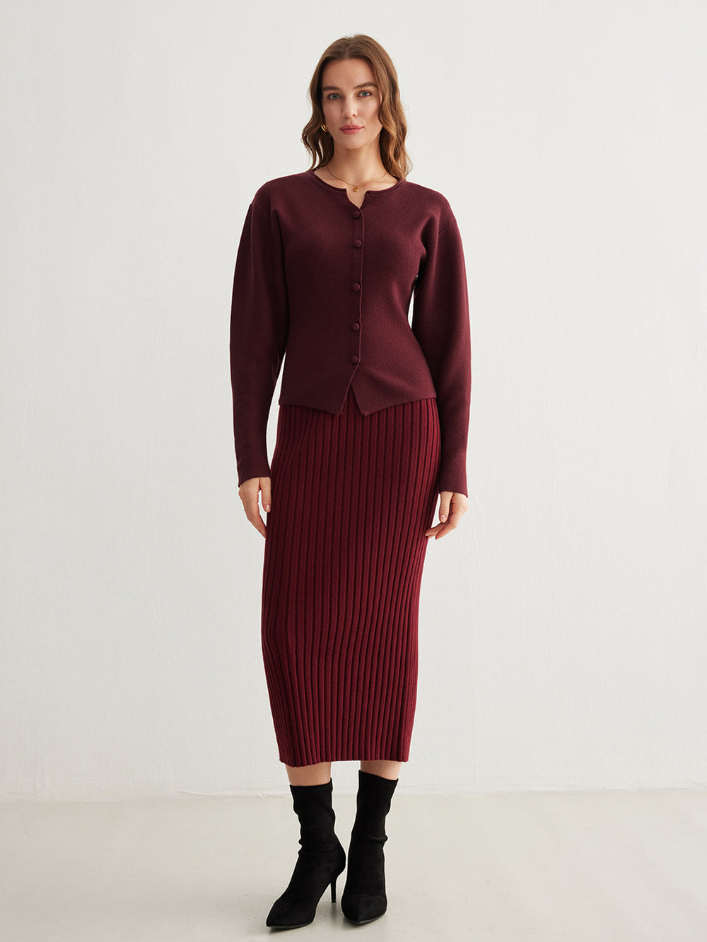 Pull à Manches Longues et Fentes Boutonnées