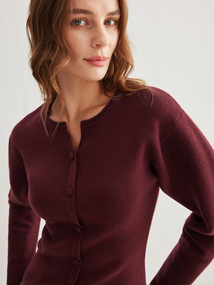 Pull à Manches Longues et Fentes Boutonnées