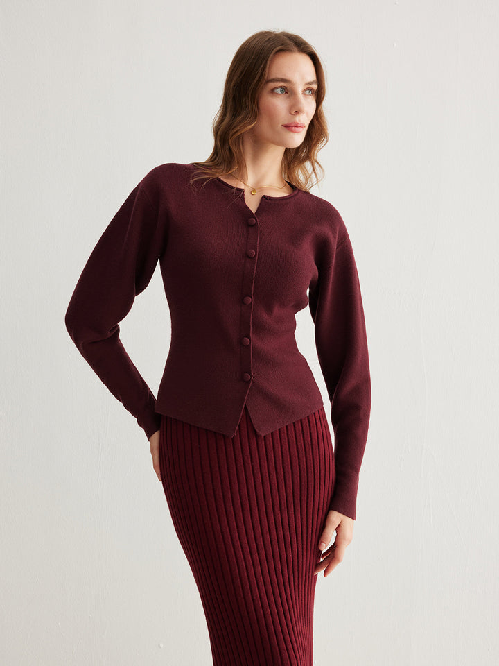 Pull à Manches Longues et Fentes Boutonnées