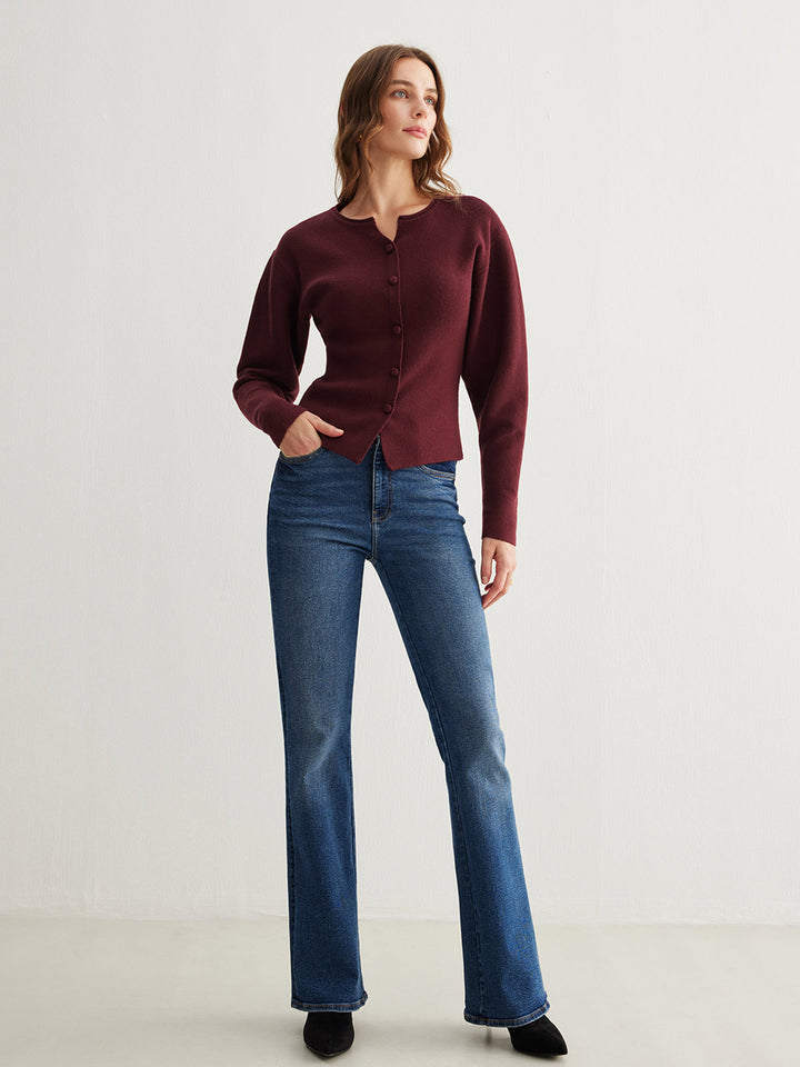 Pull à Manches Longues et Fentes Boutonnées
