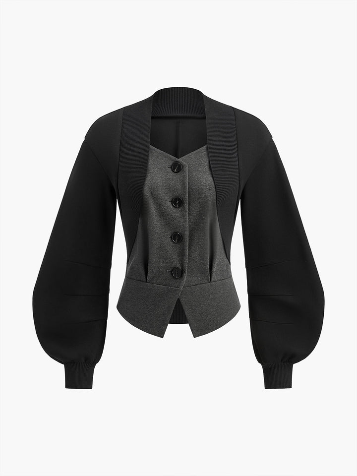 Veste Tweed Manches Lanterne 2 en 1