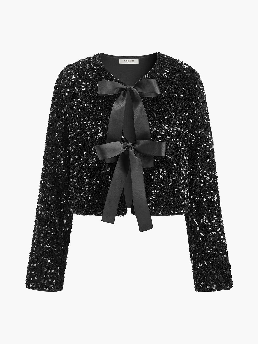 Blazer en velours à sequins et nœud