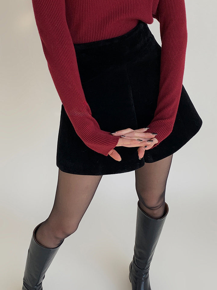 Shorts Jambe Large en Velours