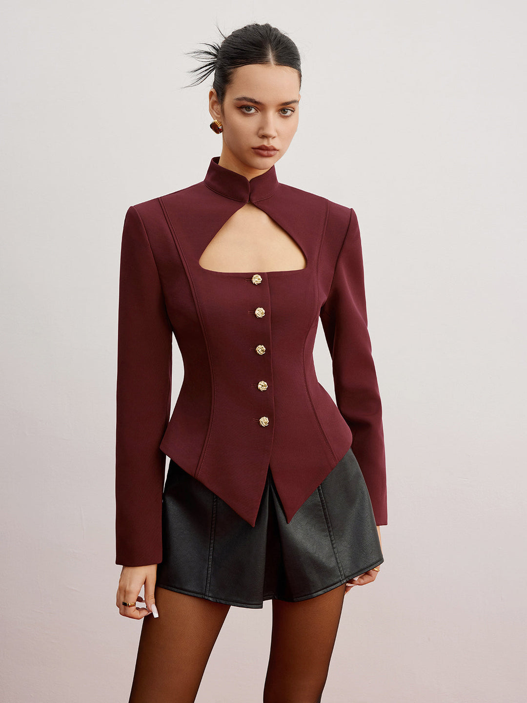 Blazer Slim Découpé avec Épaulettes