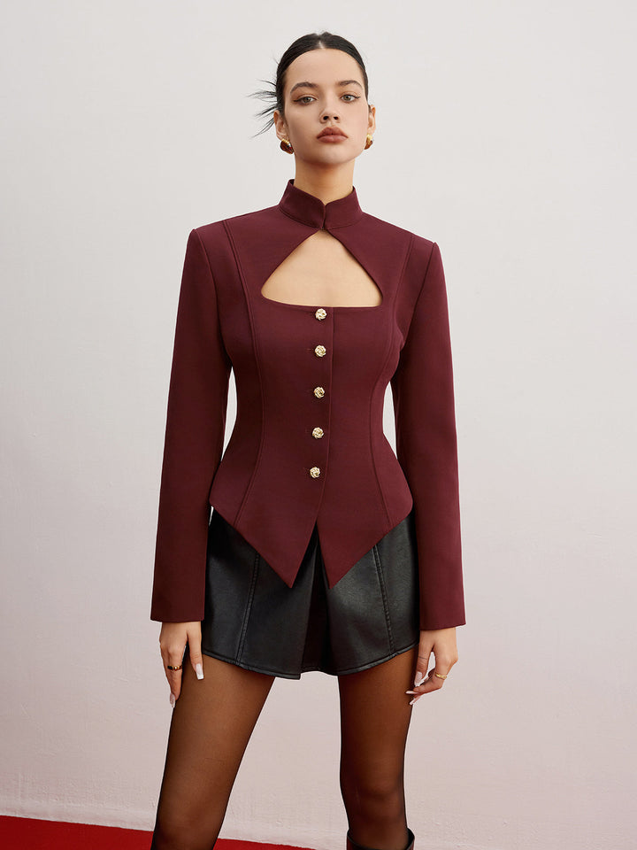 Blazer Slim Découpé avec Épaulettes