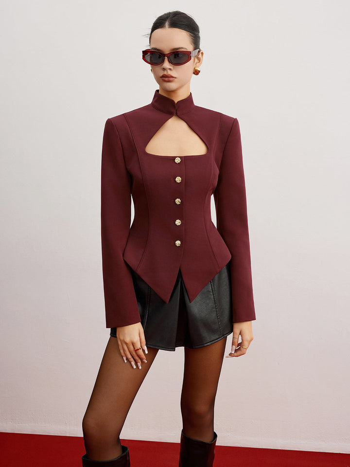 Blazer Slim Découpé avec Épaulettes